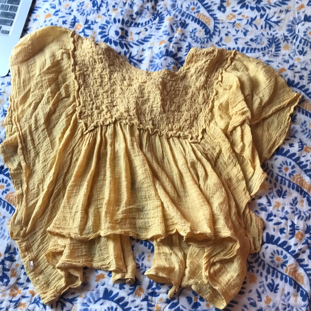 Free people fp one flutter top shirt xs 0 2 butterfly open back